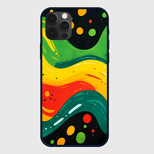 Чехол iPhone 12 Pro Max Желто-зеленая краска текстура / 3D-Черный – фото 1