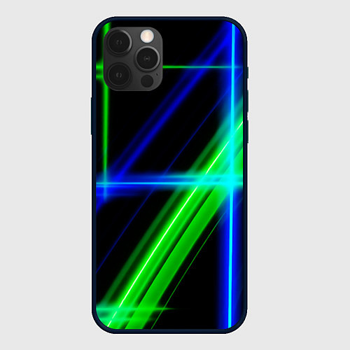 Чехол iPhone 12 Pro Max Color blue black green / 3D-Черный – фото 1