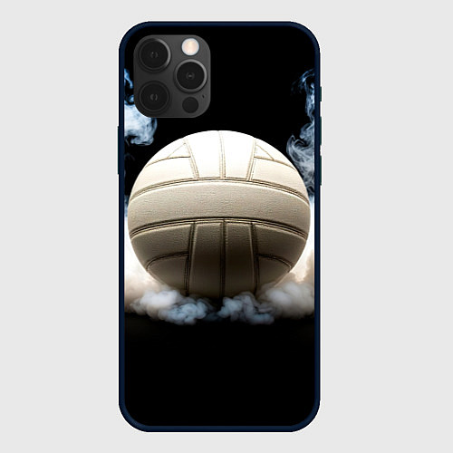 Чехол iPhone 12 Pro Max Волейбольный мяч в дыму / 3D-Черный – фото 1