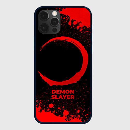 Чехол iPhone 12 Pro Max Demon Slayer - red gradient / 3D-Черный – фото 1