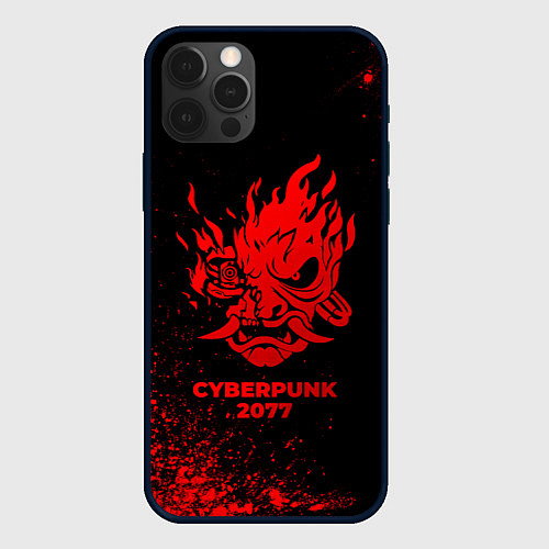 Чехол iPhone 12 Pro Max Cyberpunk 2077 - red gradient / 3D-Черный – фото 1