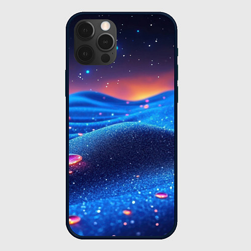 Чехол iPhone 12 Pro Max Синяя дюна - текстура / 3D-Черный – фото 1