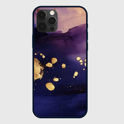 Чехол iPhone 12 Pro Max Золотая краска на текстуре / 3D-Черный – фото 1