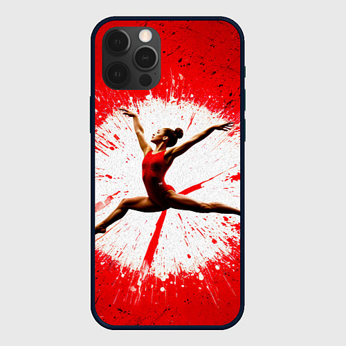 Чехол iPhone 12 Pro Max Воздушная гимнастка на красном / 3D-Черный – фото 1