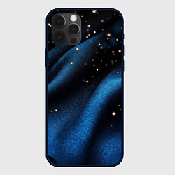 Чехол для iPhone 12 Pro Max Синяя волнистая текстура на черном, цвет: 3D-черный