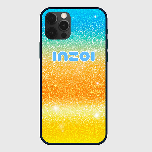 Чехол iPhone 12 Pro Max Inzoi лого и блестки / 3D-Черный – фото 1