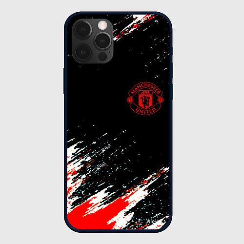 Чехол iPhone 12 Pro Max Манчестер краски штрихи / 3D-Черный – фото 1