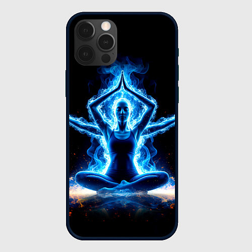 Чехол iPhone 12 Pro Max Четырехрукий йог / 3D-Черный – фото 1