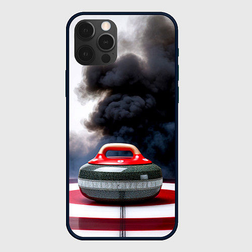 Чехол iPhone 12 Pro Max Камень для кёрлинга в черном дыму / 3D-Черный – фото 1