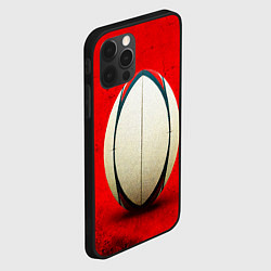 Чехол для iPhone 12 Pro Max Мяч для регби на красном, цвет: 3D-черный — фото 2