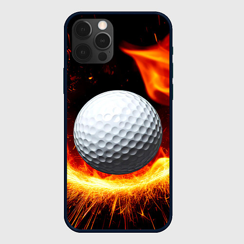 Чехол iPhone 12 Pro Max Мяч для гольфа в огне / 3D-Черный – фото 1