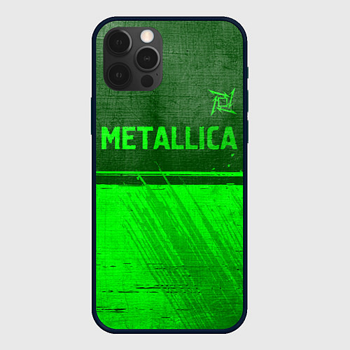 Чехол iPhone 12 Pro Max Metallica - green gradient посередине / 3D-Черный – фото 1