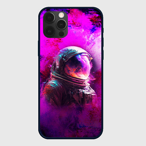 Чехол iPhone 12 Pro Max Космонавт красочный / 3D-Черный – фото 1