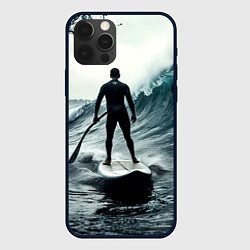 Чехол для iPhone 12 Pro Max Сапсёрфер в волне, цвет: 3D-черный
