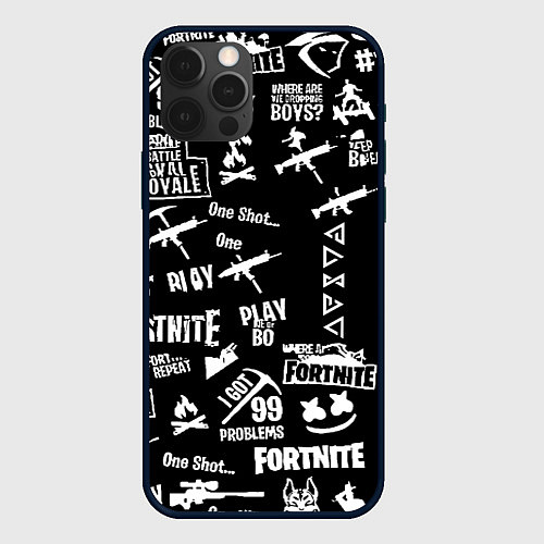 Чехол iPhone 12 Pro Max Черно белые логотипы игр / 3D-Черный – фото 1