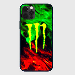 Чехол для iPhone 12 Pro Max Monster energy огонь лого, цвет: 3D-черный