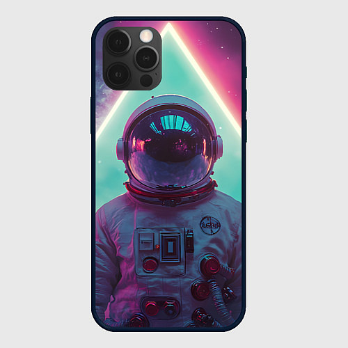 Чехол iPhone 12 Pro Max Космонавт треугольник в космосе / 3D-Черный – фото 1