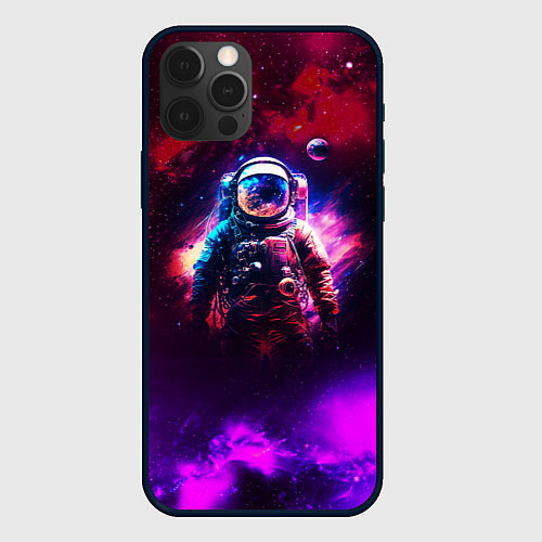 Чехол iPhone 12 Pro Max Космонавт пламенный / 3D-Черный – фото 1