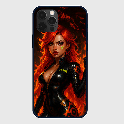 Чехол iPhone 12 Pro Max Пламенная Мавуика - Genshin Impact / 3D-Черный – фото 1