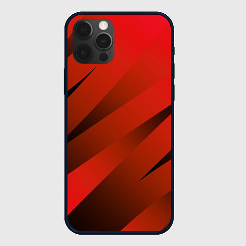 Чехол iPhone 12 Pro Max Красно-коричневый абстрактные полосы / 3D-Черный – фото 1