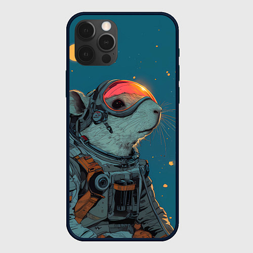Чехол iPhone 12 Pro Max Грызун космонавт / 3D-Черный – фото 1