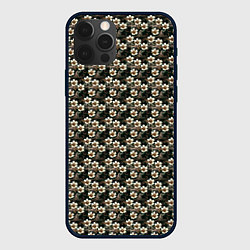 Чехол для iPhone 12 Pro Max Нежный цветочный тёмный зелёный, цвет: 3D-черный