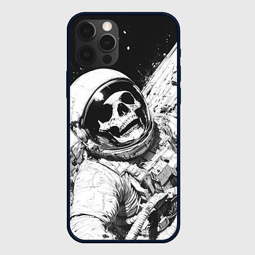 Чехол iPhone 12 Pro Max Скелет в космосе черно-белый / 3D-Черный – фото 1