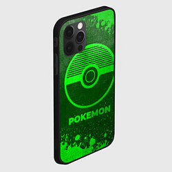 Чехол для iPhone 12 Pro Max Pokemon - green gradient, цвет: 3D-черный — фото 2