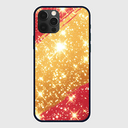 Чехол для iPhone 12 Pro Max Желто-красные полосы текстура, цвет: 3D-черный
