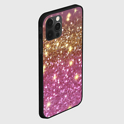 Чехол для iPhone 12 Pro Max Золотые блестки на розовом, цвет: 3D-черный — фото 2