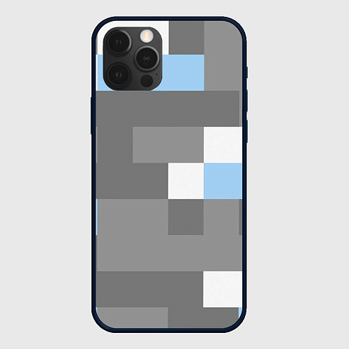 Чехол iPhone 12 Pro Max Полосы серо бело синие / 3D-Черный – фото 1