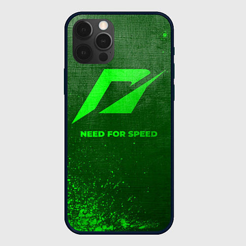 Чехол iPhone 12 Pro Max Need for Speed - green gradient / 3D-Черный – фото 1