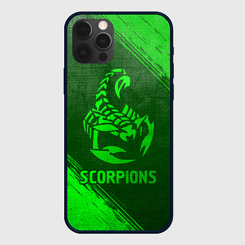 Чехол iPhone 12 Pro Max Scorpions - green gradient / 3D-Черный – фото 1