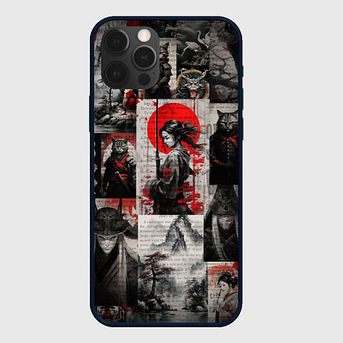 Чехол iPhone 12 Pro Max Japanese samurai art / 3D-Черный – фото 1