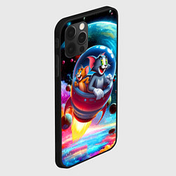 Чехол для iPhone 12 Pro Max Том и Джерри летят в ракете - нейроарт, цвет: 3D-черный — фото 2
