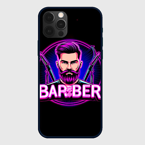 Чехол iPhone 12 Pro Max Барбер неон / 3D-Черный – фото 1