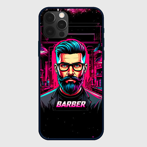 Чехол iPhone 12 Pro Max Барбер киберпанк / 3D-Черный – фото 1