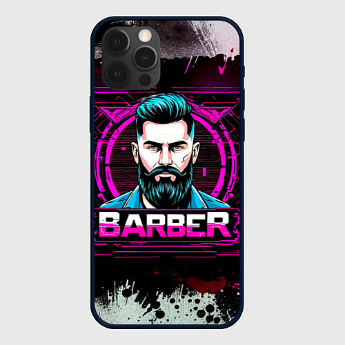 Чехол iPhone 12 Pro Max Барбер в фиолете / 3D-Черный – фото 1