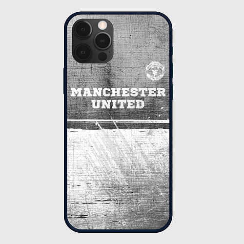 Чехол iPhone 12 Pro Max Manchester United - grey gradient посередине / 3D-Черный – фото 1