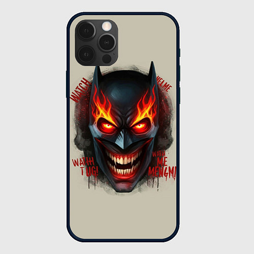 Чехол iPhone 12 Pro Max Огенный Бэтмент / 3D-Черный – фото 1