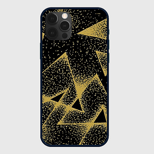 Чехол iPhone 12 Pro Max Triangle yellow with dots / 3D-Черный – фото 1