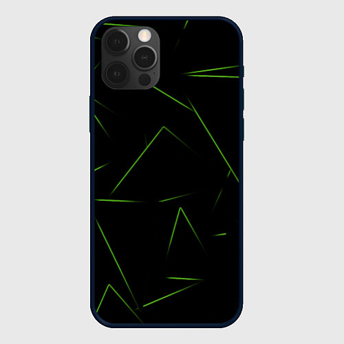 Чехол iPhone 12 Pro Max Color green line / 3D-Черный – фото 1