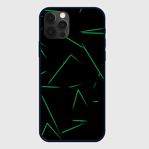 Чехол iPhone 12 Pro Max Color light green line / 3D-Черный – фото 1