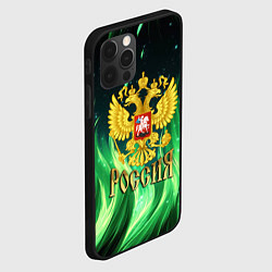 Чехол для iPhone 12 Pro Max Россия на фоне зеленого огня, цвет: 3D-черный — фото 2