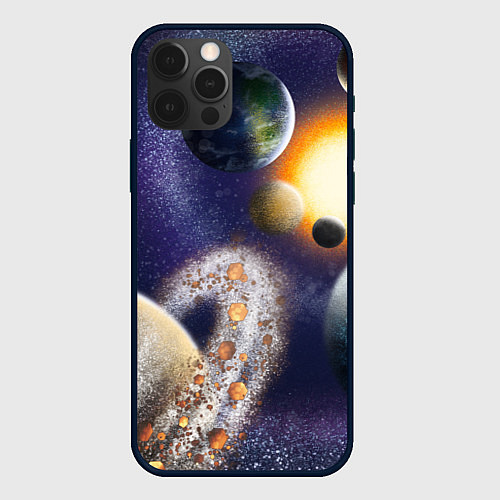 Чехол iPhone 12 Pro Max Парад планет / 3D-Черный – фото 1