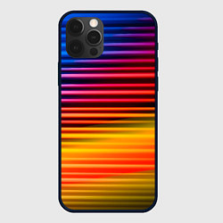 Чехол для iPhone 12 Pro Max Полосатый градиент, цвет: 3D-черный