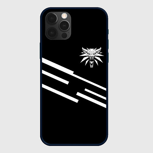 Чехол iPhone 12 Pro Max Ведьмак лого геометрия / 3D-Черный – фото 1
