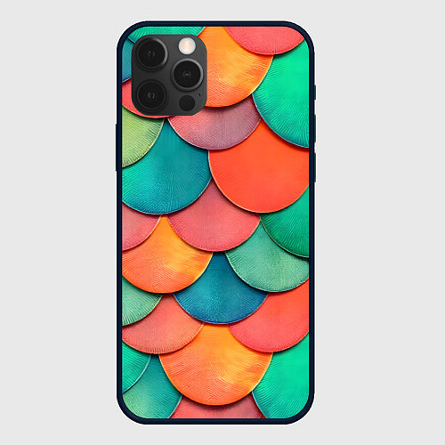 Чехол iPhone 12 Pro Max Разноцветная чешуя / 3D-Черный – фото 1