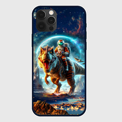Чехол для iPhone 12 Pro Max Космонавт на тираннозавре - затерянная планета, цвет: 3D-черный