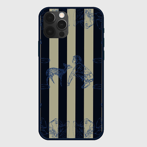 Чехол iPhone 12 Pro Max Чёрные полосы / 3D-Черный – фото 1